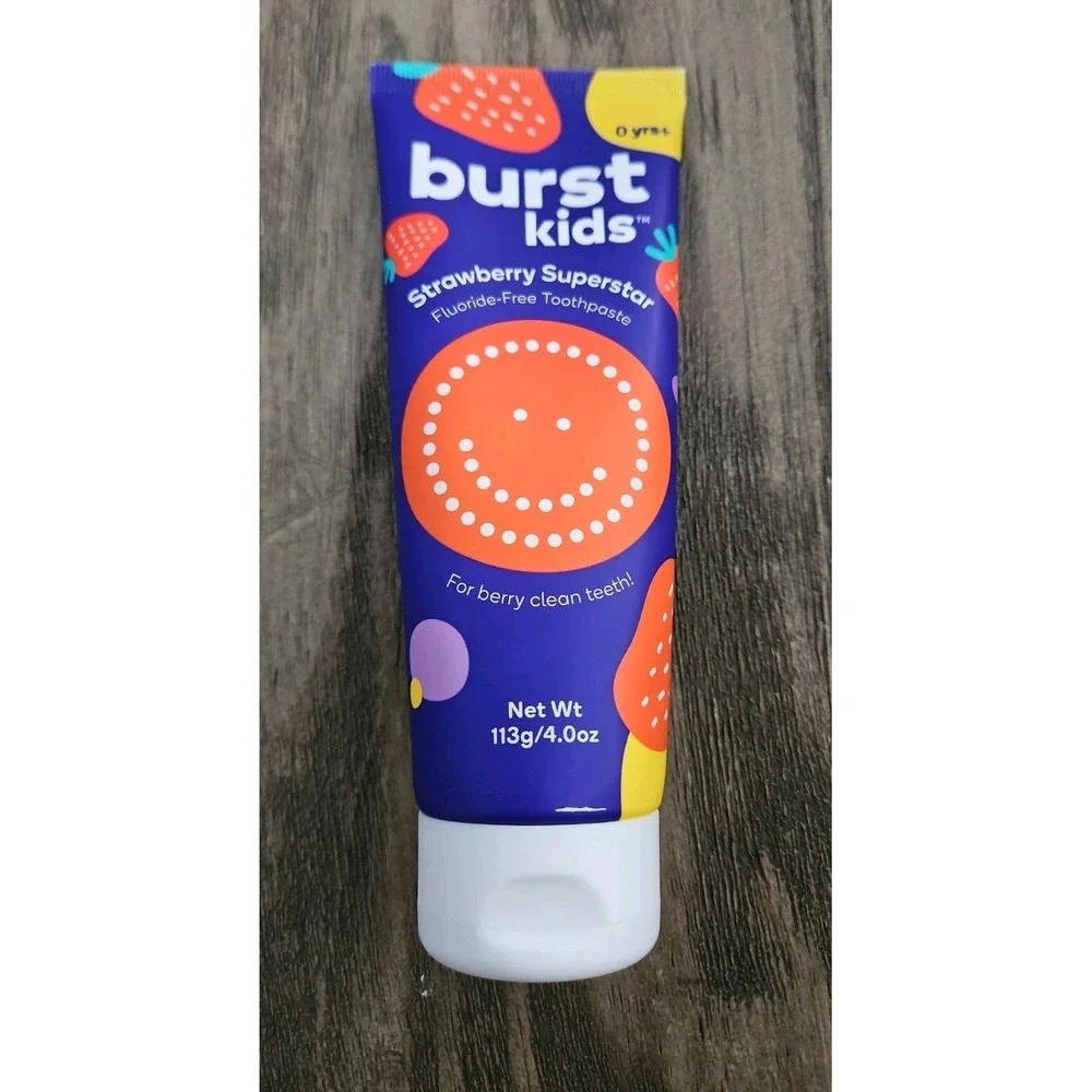 Burst Kids Brush Head Set Of 2, 90 Flossables And Strawberry Toothpaste